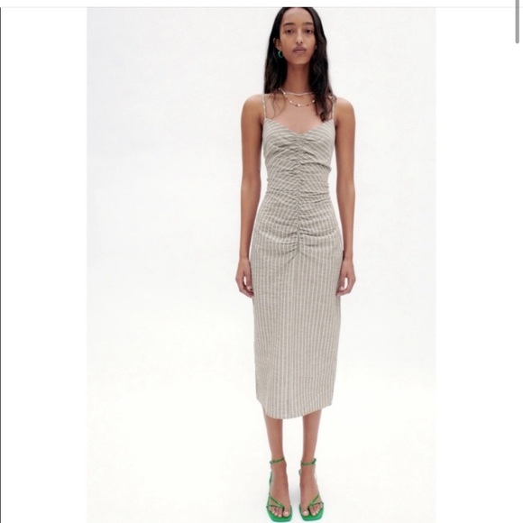 Zara striped rustic midi dress - Picture 1 of 5